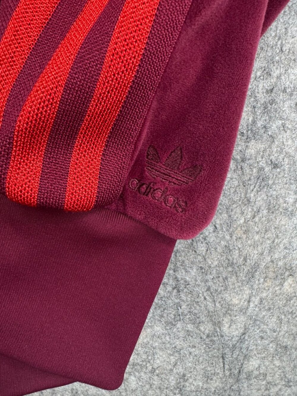 Adidas Ivy Park Womens Track Jacket Velour Sz M Burgundy Stripe - Picture 5 of 11